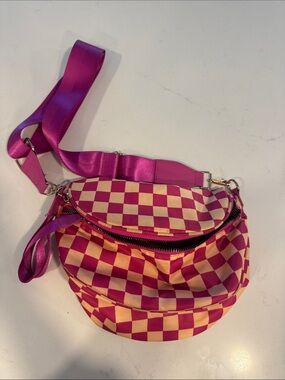 Pink Checkered Crossbody Bum Bag - Unbranded